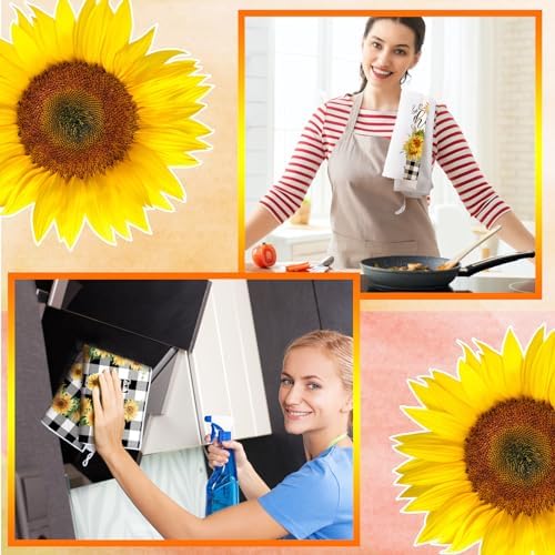 Bencailor 4 Pcs Sunflower Kitchen Towels Set, Hand Tea Towels Gifts - Image 4