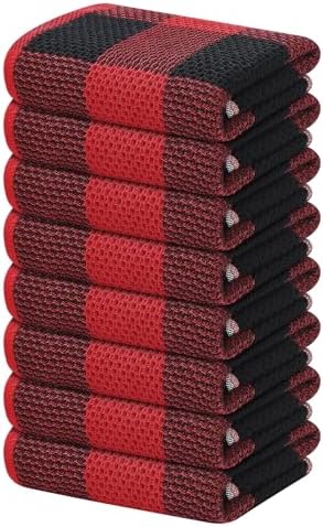 Homaxy 100% Cotton Plaid 8 Pack Kitchen Towels by Homaxy