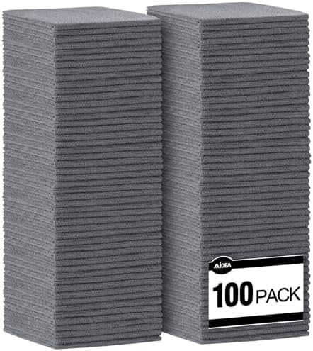 AIDEA Microfiber Cleaning Cloth Grey-100PK, Cleaning Rags by AIDEAHOME