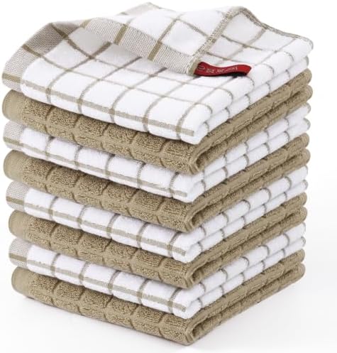 Homaxy Premium Cotton Kitchen Dish Cloths 12"x 12", 8 Pack by Homaxy