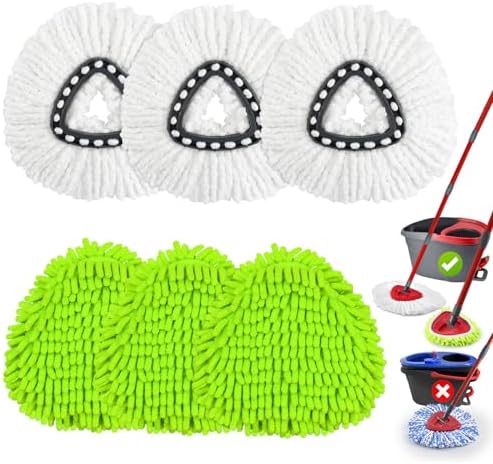 6 Pack Mop Heads Replacements for Ocedar, Mop Replace Head for O Cedar by CleanEasyLiveBreezy
