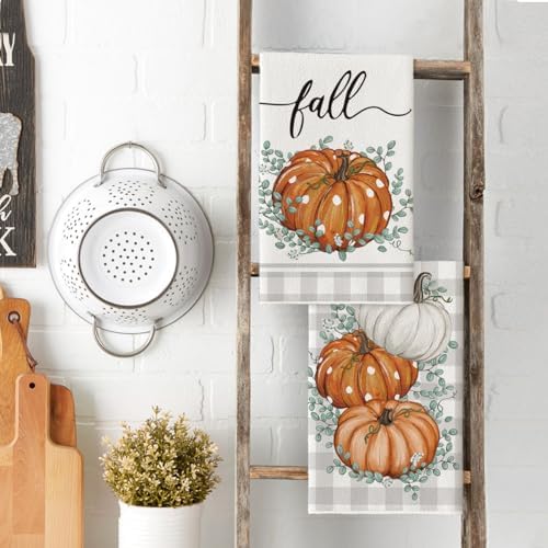 Artoid Mode Pumpkin Leaves Fall Kitchen Towels Set of 2 18x26 Inch - Image 3