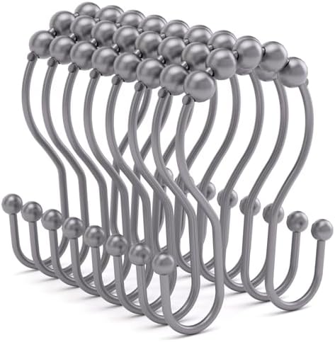 Bathway Shower Curtain Hooks, Shower Curtain Rings Rust Proof Double Hook by Bathway