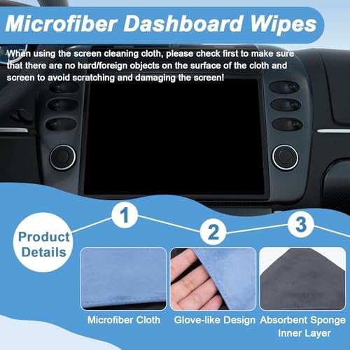 BFXM Car Screen Cleaner, 4.1''×4.1'' Blue Microfiber Dashboard Wipes - Image 3