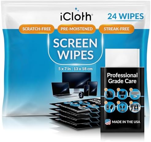 iCloth Screen Cleaner Wipes Individually Wrapped Travel Size Streak-Free by iCloth