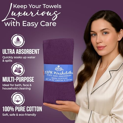 DAN RIVER 12 Pack Cotton Wash Cloths Set - Image 4