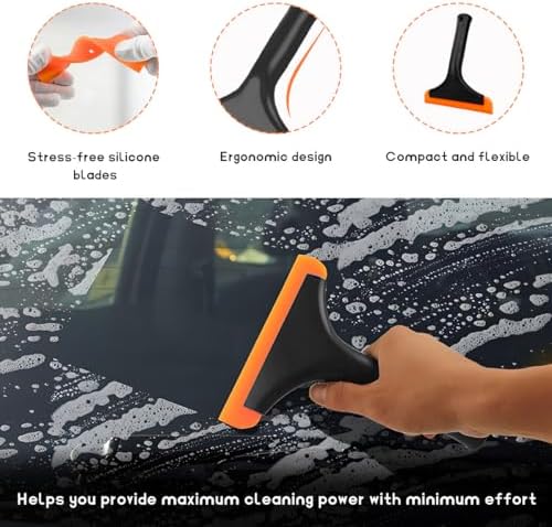2 PCS Small Silicone Window Squeegee, Car Windshield Water Wiper Scraper - Image 3