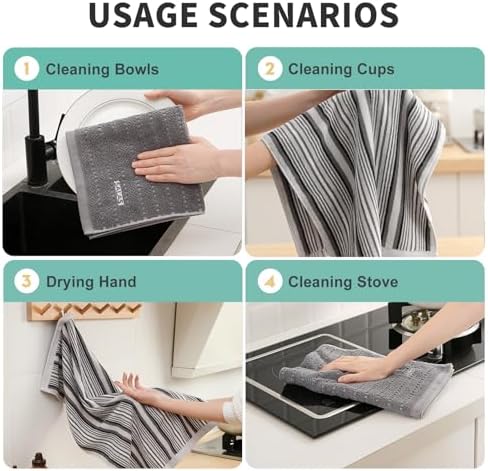 Kitchen Dish Towels for Drying Dishes, Large Cotton Kitchen Towels, Stripped - Image 4