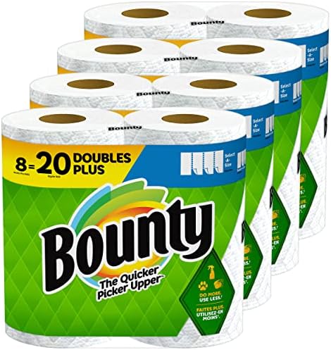 Bounty Select-A-Size Paper Towels, 8 Double Plus Rolls = 20 Regular Rolls by Bounty