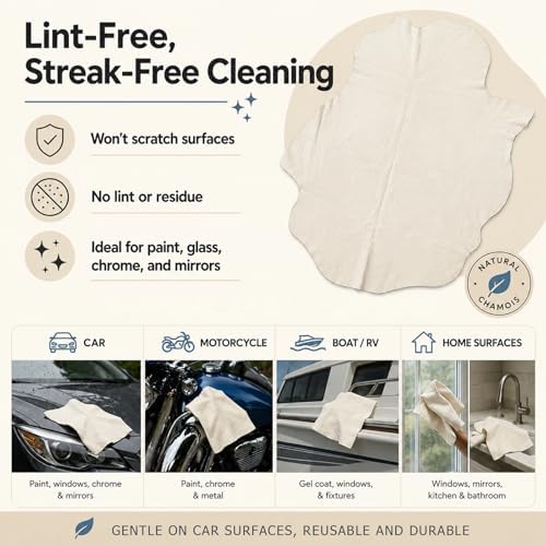 Chamois Cloth for Car, 33.5"×25" Soft & Scratch-Free Auto Shammy Drying Cloth - Image 5