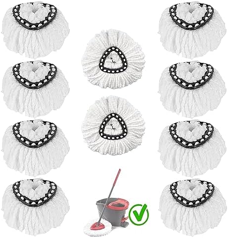 Spin Mop Replacement Heads 10 Pack, Fits 1-Tank Mop Refill System by DRENIS