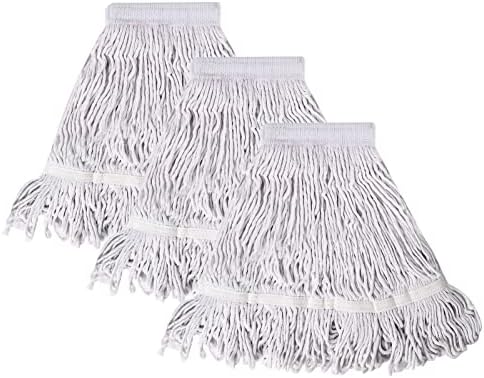 3 Pack Commercial Heavy Duty White Cotton Loop Mop Head Refill by Esuphands