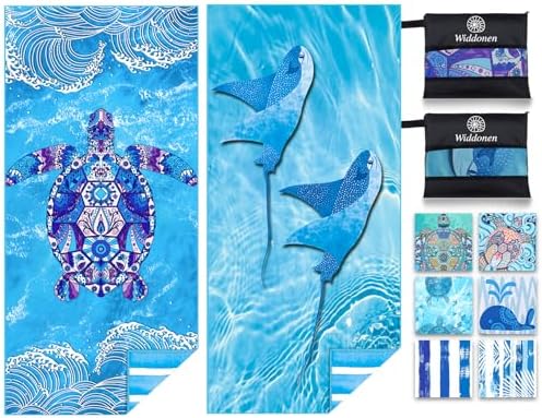 Widdonen Microfiber Beach Towel, Compact 2 Pack-71x32 Inch by WIDDONEN