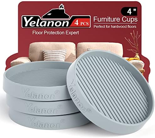 Non Slip Furniture Pads for Hardwood Floors -Yelanon 4Pcs 4” Coasters Cups by Yelanon