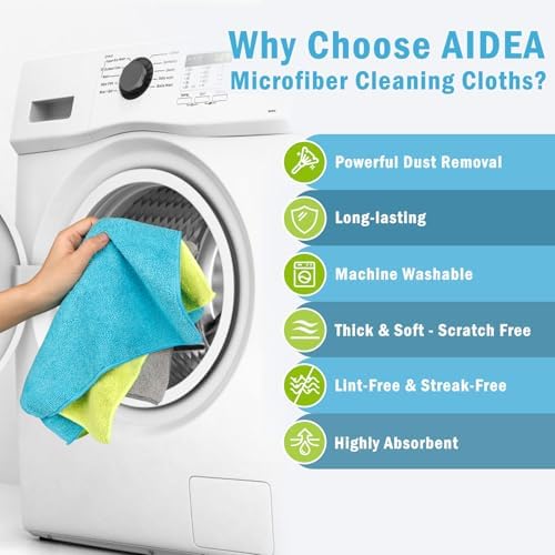 AIDEA Microfiber Cleaning Cloth-100PK, Microfiber Towels - Image 3