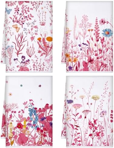Bencailor 4 Pcs Wildflower Kitchen Towels by Bencailor