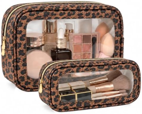 2PCS Clear Makeup Bag Set, Waterproof TSA Approved Toiletry Bags Zipper by FFpaw