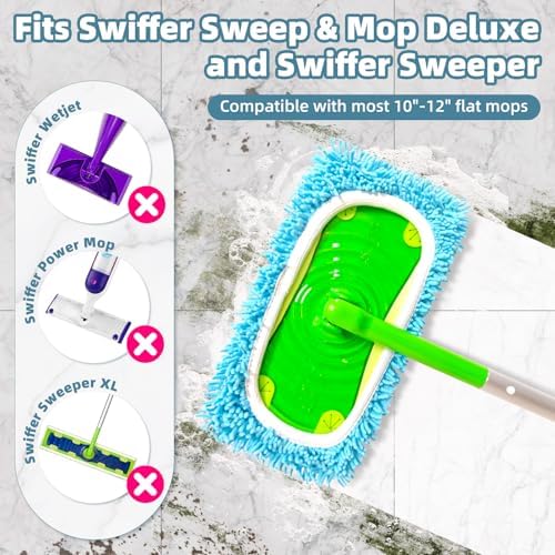 Reusable Mop Pads Fit Swiffer Sweeper Mop, Thicken Chenille Sweeping Cloths - Image 2