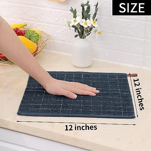 Homaxy 100% Cotton Terry Kitchen Dish Cloths, 12 Pack, Dark Grey - Image 5