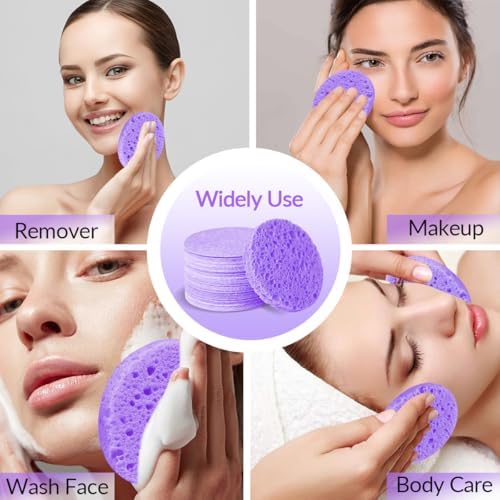 100-Count Facial Sponges Compressed Natural Cellulose Sponge Round Shape Face - Image 4