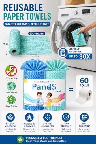 Reusable Paper Towels Washable Roll 60 Count - Image 6