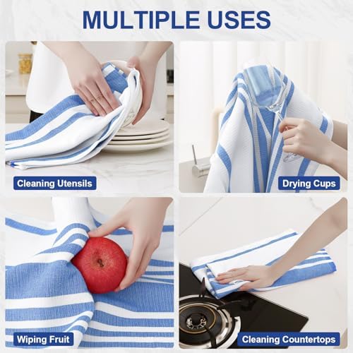Homaxy Premium Cotton Stripe Kitchen Towels 8 Pack - Image 4