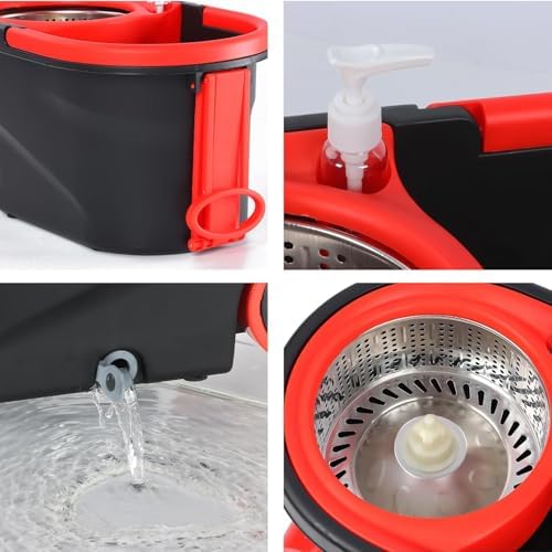 Spin Mop and Bucket Set with Wringer, Mop Bucket Set with Wheels, with 3 - Image 4