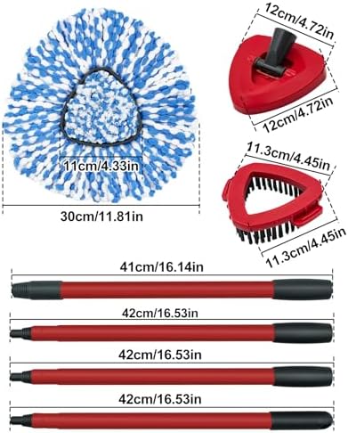 Spin Mop Handle, Mop Heads Replacements, Scrubber Brush and Mop Base Compatible - Image 3