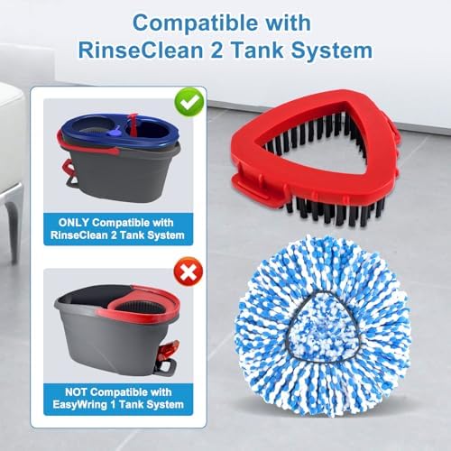 Mop Replacement Heads for O Cedar RinseClean 2 Tank System, 2 Microfiber Mop - Image 2