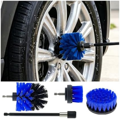4PCS Car Drill Brush Attachment Set, Vehicle Power Scrub Drill Cleaning Brush by BCOWPV