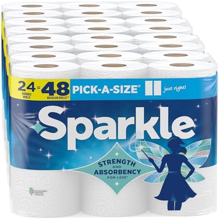 Sparkle Pick-A-Size Kitchen Paper Towels, 24 Double Rolls, 2 Ply by Sparkle%C2%AE