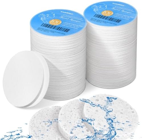 200 PCS Compressed Facial Sponges, Exfoliating Mask, Makeup Removal by GAINWELL