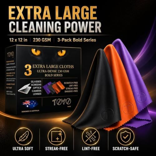 Extra Large Microfiber Cleaning Cloth – 3 Pack, 230 GSM Thick Lens Cleaner - Image 2
