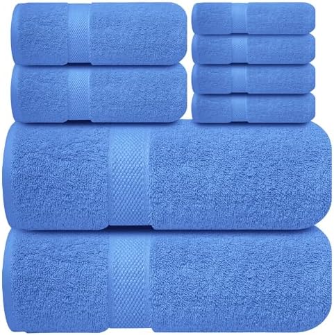 Infinitee Xclusives 100% Cotton Bath Towel Set – 8 Piece Bathroom Towel Set by InfiniteeXclusives