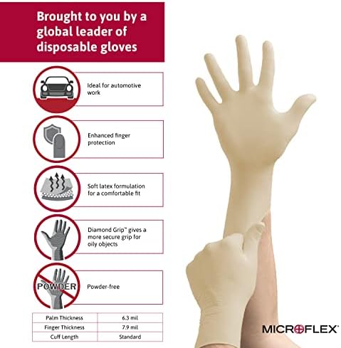 Ansell Microflex Diamond Grip MF-300 Disposable Latex Gloves - Image 3