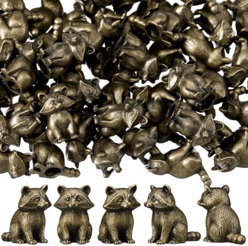50 Pcs Mini Raccoon Figurines Miniature Brass Color Raccoon by Unknown