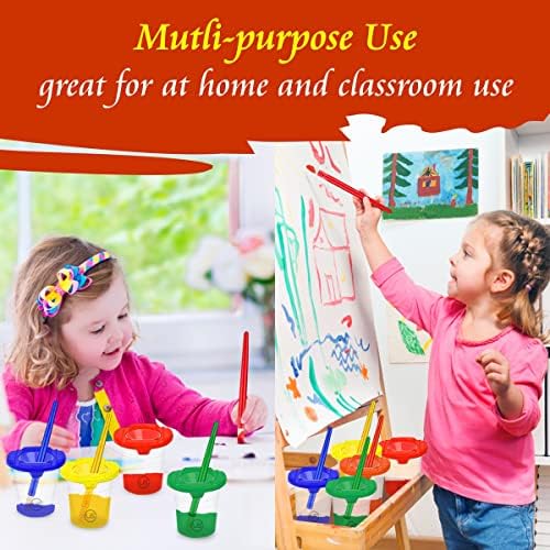 Paint Cups with Lids for Kids 10 No Spill Paint Containers, Paintbrushes - Image 5