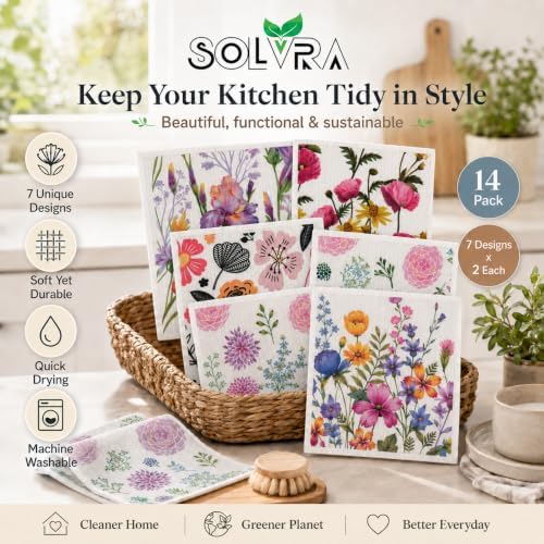 14 Pcs Flower Print Swedish Dishcloths - Image 6