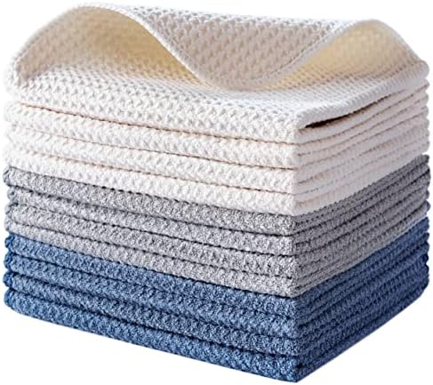POLYTE 340 GSM Microfiber Waffle Kitchen Dish Cloth, 12x12 in, 12 Pack by Polyte