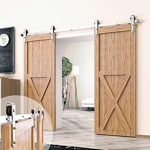 Homacer Brushed Nickel Non-Bypass Sliding Barn Door Hardware Kit, by HOMACER