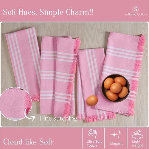 Prewashed Stripe Tea Towels 4 Pack, 16x26 Inches, Dish Cloths - Image 2