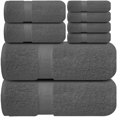 Infinitee Xclusives 100% Cotton Bath Towel Set – 8 Piece Bathroom Towel Set by InfiniteeXclusives