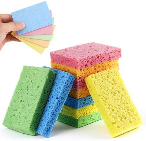 10 Pcs Cellulose Kitchen Sponges, Natural Compressed Sponges Reusable Non by Unknown