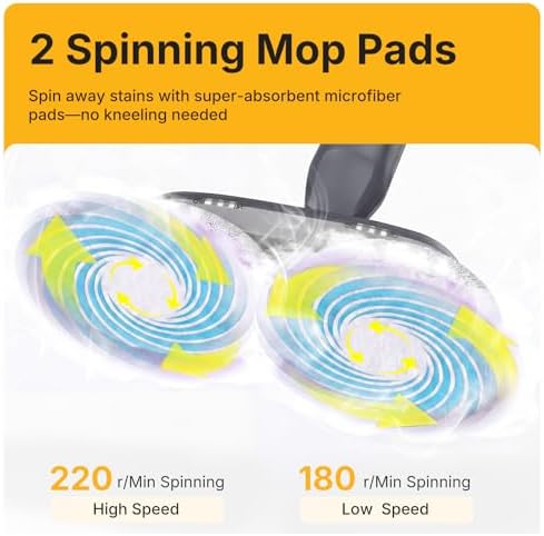 NEWBULIG Scrubbing Steam Mop, Spin Steam Mops - Image 5