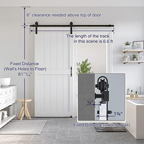 SMARTSTANDARD 36" x 80" White Sliding Barn Door - Image 2