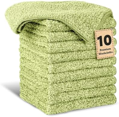 10 Pack Premium Washcloths, Highly Absorbent and Super Soft Face Towels by TEAWOO