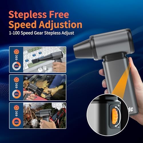 Compressed Air Duster, Stepless Speed Electric Air Duster, Metal Shell Air - Image 2