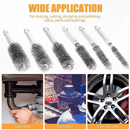 6Pieces Wire Brush Drill Bore Cleaning Brushes Set - Image 5