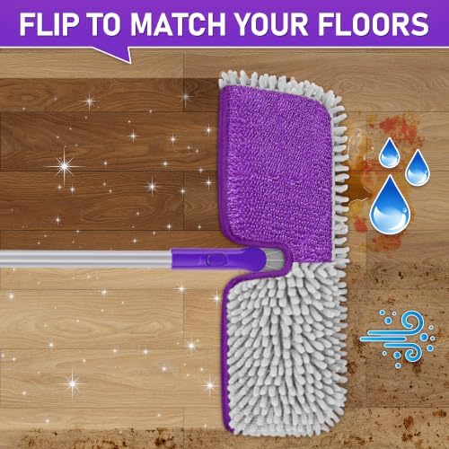 2-Sided Microfiber Flat Mop for Hardwood Floors & Walls Cleaning - Image 3