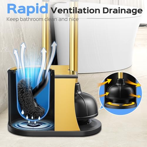 HAMITOR Toilet Plunger and Brush Set: 2 in 1 Stainless Steel Combo - Image 4
